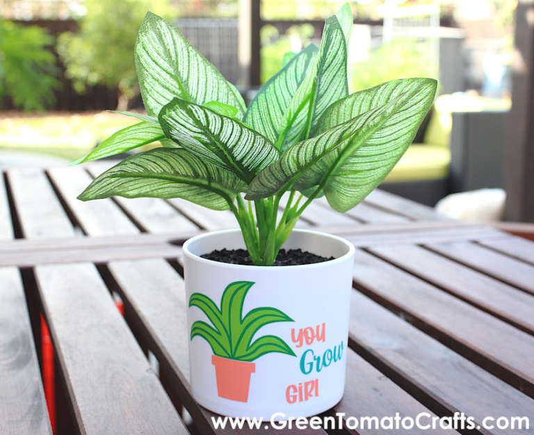 Layered Vinyl Plant Pot - Easy DIY - Green Tomato Crafts